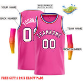 Custom Pink White-Red Classic Tops Casual Basketball Jersey