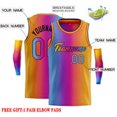 Custom Light Blue Purple Black-Orange Gradient Fashion Tops Heal Basketball Jersey