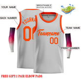 Custom Gray Orange Classic Tops Casual Basketball Jersey