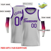 Custom Gray Purple Classic Tops Casual Basketball Jersey