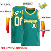 Custom Teal White-Yellow Classic Tops Casual Basketball Jersey