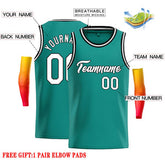 Custom Teal White-Black Classic Tops Casual Basketball Jersey