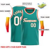 Custom Teal White-Orange Classic Tops Casual Basketball Jersey