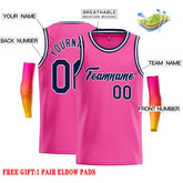 Custom Pink Navy-White Classic Tops Casual Basketball Jersey