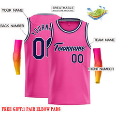 Custom Pink Navy-White Classic Tops Casual Basketball Jersey