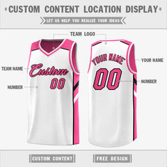 Custom Pink White Double Side Tops Training Basketball Jersey
