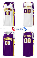Custom Purple White Double Side Tops Breathable Training Basketball Jersey