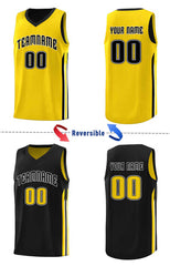 Custom Black Yellow Double Side Sets Men Basketball Jersey