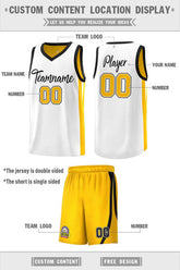 Custom White Yellow Double Side Sets Men Basketball Jersey