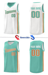 Custom Light Green Khaki-White Double Side Tops Basketball Jersey