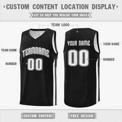 Custom Black White Double Side Tops Training Basketball Jersey