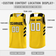 Custom Black Yellow Reversible Double Side Tops Basketball Jersey
