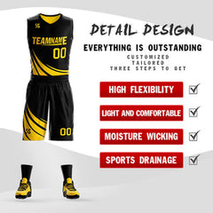 Custom Black Yellow Double Side Sets Design Sportswear Basketball Jersey