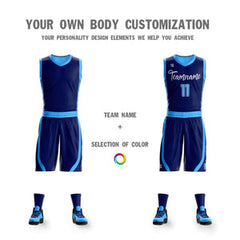 Custom Navy Powder Blue Double Side Sets Design Sportswear Basketball Jersey