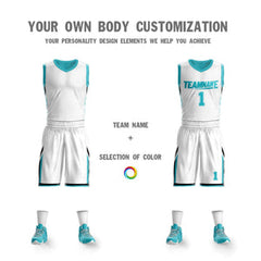 Custom White Teal Double Side Sets Design Sportswear Basketball Jersey