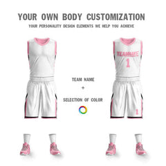 Custom White Pink Double Side Sets Design Sportswear Basketball Jersey