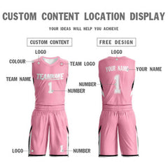 Custom Pink White Double Side Sets Design Sportswear Basketball Jersey
