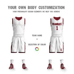 Custom White Red Double Side Sets Design Sportswear Basketball Jersey