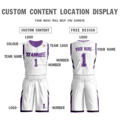 Custom White Purple Double Side Sets Design Sportswear Basketball Jersey