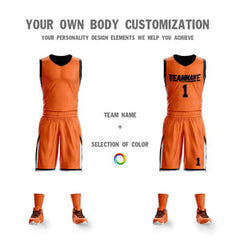 Custom Orange Black Double Side Sets Design Sportswear Basketball Jersey
