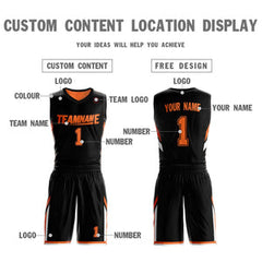 Custom Black Orange Double Side Sets Design Sportswear Basketball Jersey