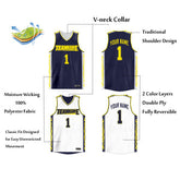 Custom Navy White Double Side Tops Athletic Basketball Jersey