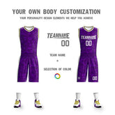 Custom Purple White-Yellow Double Side Sets Basketball Jersey