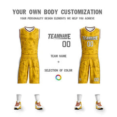 Custom Yellow White Double Side Sets Basketball Jersey
