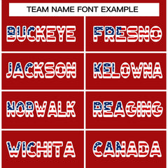 Custom Red Navy-White American Flag Authentic Baseball Jersey