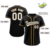 Custom Black White-Gold Classic Style Authentic Baseball Jersey