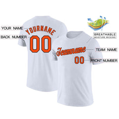 Custom White Orange-Black Classic Style Crew neck T-Shirts Full Sublimated