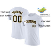 Custom White Black-Yellow Classic Style Crew neck T-Shirts Full Sublimated