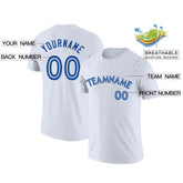 Custom White Royal Classic Style Crew neck T-Shirts Full Sublimated