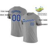 Custom Gray Royal-White Classic Style Crew neck T-Shirts Full Sublimated