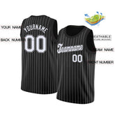 Custom Black White Black Stripe Fashion Tops Breathable Basketball Jersey