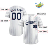 Custom White Navy Stripe Fashion Authentic Baseball Jersey