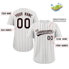 Custom White Brown Stripe Fashion Authentic Baseball Jersey