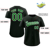 Custom Black Green-White Stripe Fashion Authentic Baseball Jersey