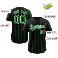 Custom Black Green-White Stripe Fashion Authentic Baseball Jersey