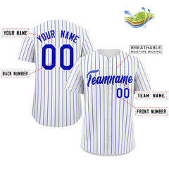 Custom White Royal Stripe Fashion Authentic Baseball Jersey