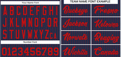 Custom Navy Red Stripe Fashion Authentic Baseball Jersey