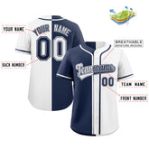 Custom White Navy Hook Split Fashion Authentic Baseball Jersey