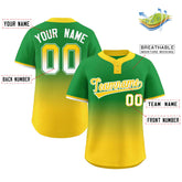 Custom Kelly Green Gold Gold-White Gradient Fashion Authentic Two-Button Baseball Jersey