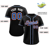 Custom Black Royal-Orange Classic Style Authentic Baseball Jersey