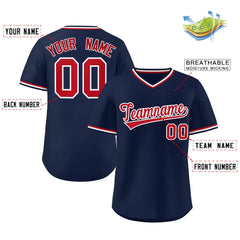 Custom Navy Red Classic Style Outdoor Authentic Pullover Baseball Jersey