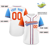 Custom White Orange-Purple Raglan Sleeves Authentic Baseball Jersey