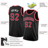 Custom Black Red-White Classic Tops Breathable Basketball Jersey