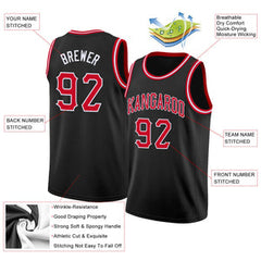 Custom Black Red-White Classic Tops Breathable Basketball Jersey