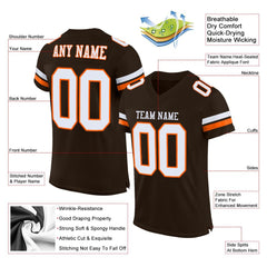 Custom Brown White-Orange Classic Style Mesh Authentic Football Jersey