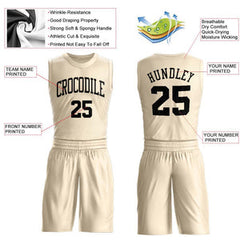 Custom Cream Black Classic Sets Basketball Jersey